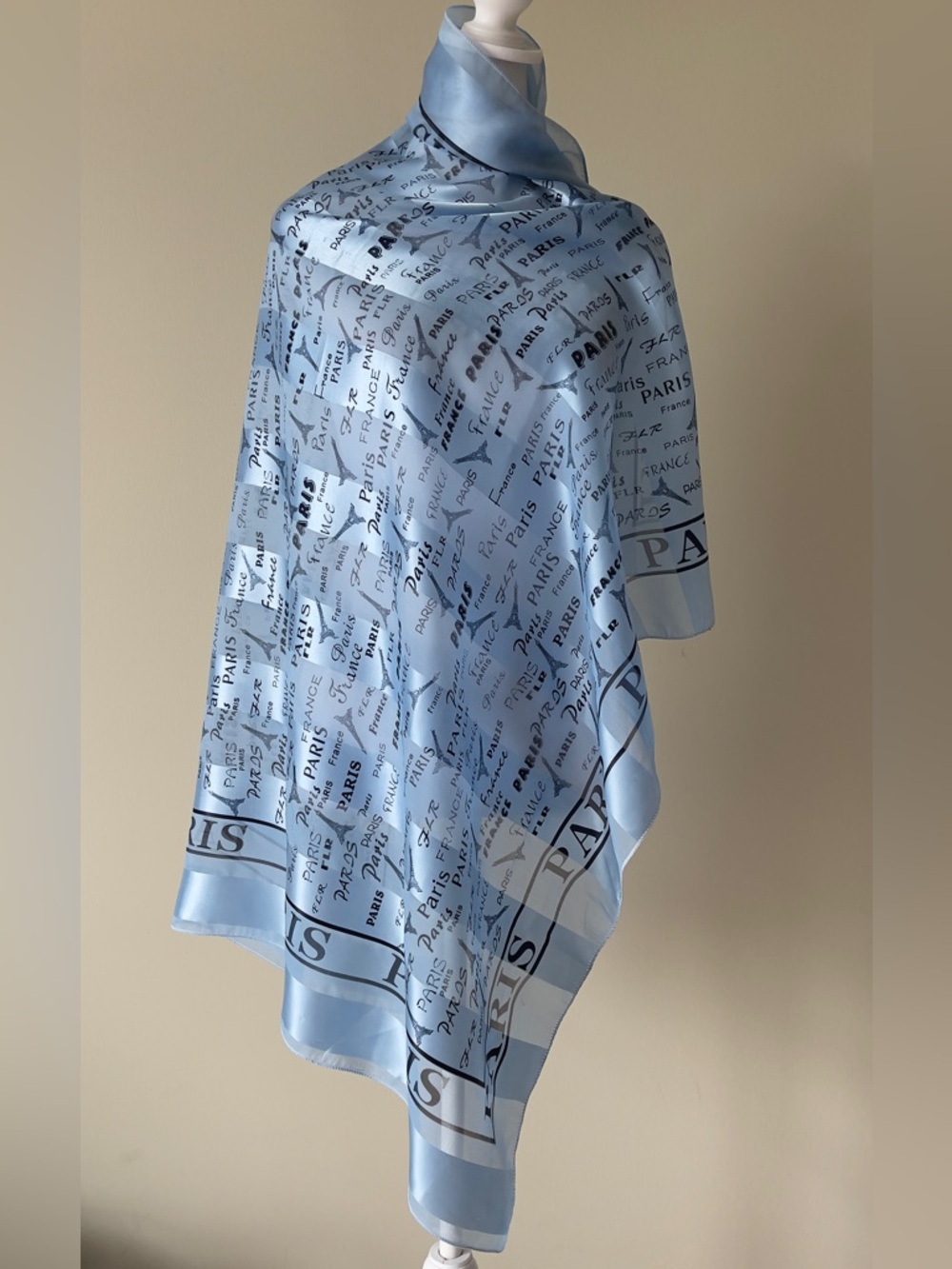 Light Blue 'Paris' Silk-Feel Scarf - Women's Accessory - Picture 3 of 6